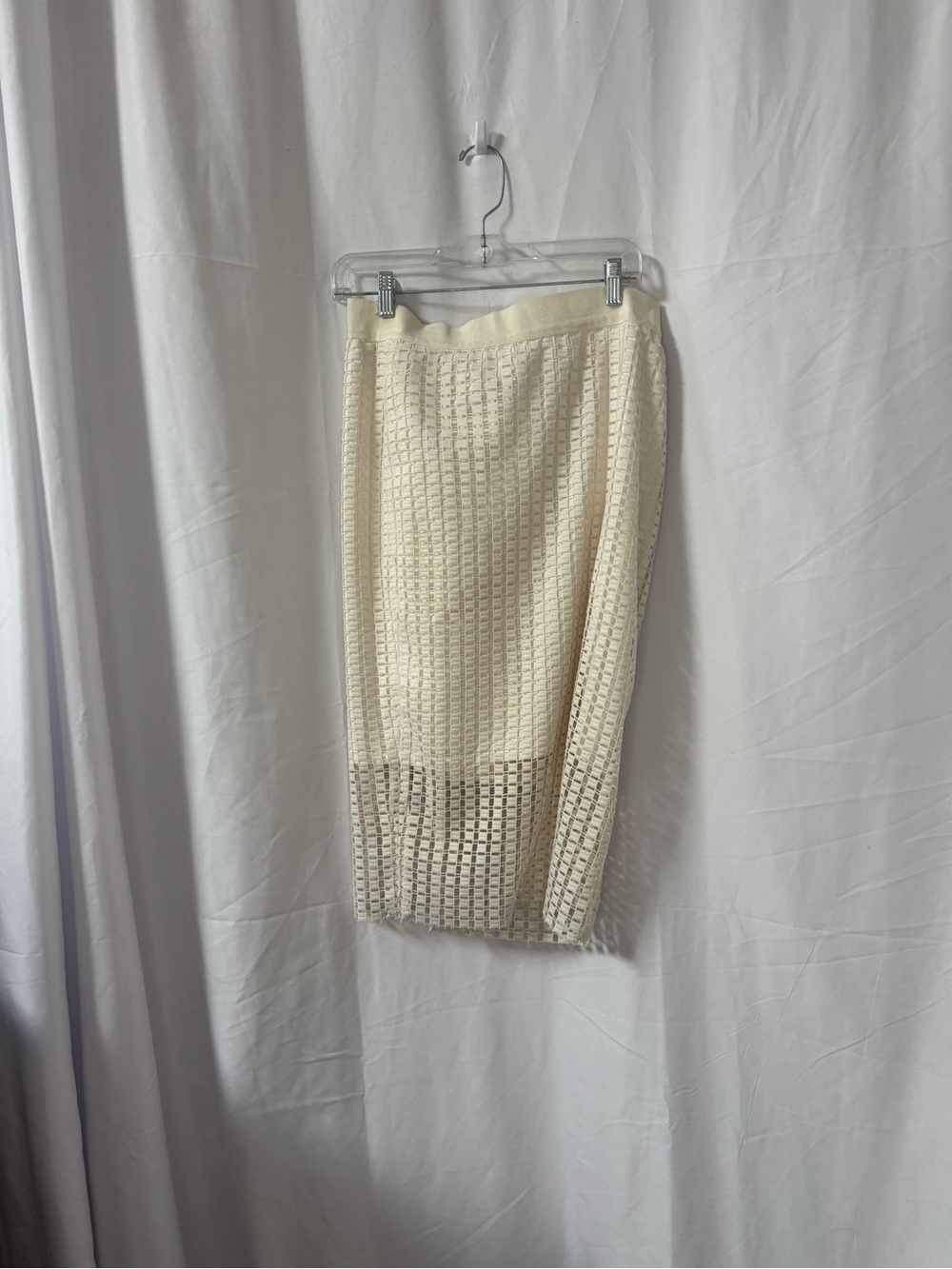 Ann Taylor Ivory Crochet Pencil Skirt